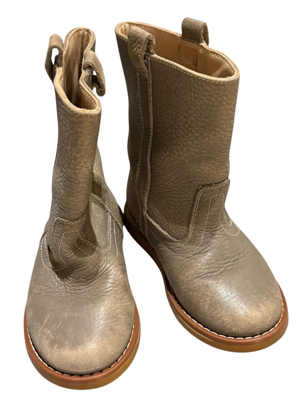 Elephantito Taupe Leather Pull-On Kids Boots 10